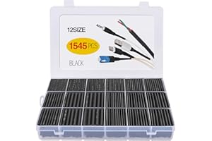 HTBAKOI Gaine Thermoretractable Noire 1545pcs Gaine Thermorétractable Gaine Thermo Manchon Thermoretractable Gaines Retractable Termo-rétractable pour Fil Electrique de 12 Tailles 1 – 13 mm