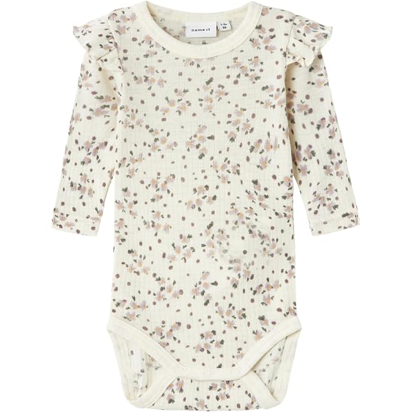 NAME IT Baby-Mädchen Body Aus Merinowolle - Mit Teddybär- Und Tannenbaum-Muster, Druckknöpfe