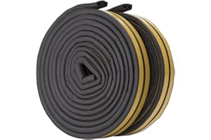 10m Autoadhesivo Sellar Ventana Tira de Sellado para Puerta y Ventana, Feelava Impermeabilización Insonorización Junta de Goma Burlete de Caucho Aislante Sello Perfil D Type - 2 Rollos (Negro)