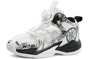 Geymxzik Kinder Basketballschuhe Jungen Turnschuhe Mädchen Sportschuhe Leicht Atmungsaktive High Top Sneaker Kinderschuhe mit Drehknopfe