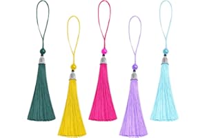 Ruibow Tassels for Crafts with Beads Tassels Soft Bookmark Tassels Handmade Craft Tassels for Bookmarks Silky Mini Tassels for Bookmarks,DIY Craft,Jewelry Making (5Pcs)