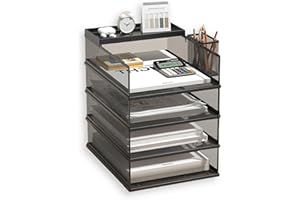 ZNMYDMT Stapelbare Briefablage mit 5 Ebenen, Büro-Schreibtisch, Papier-Organizer, Aktenablagen, Schreibtischhalter für Papierbriefzubehör, mit Stifthalter