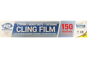 EGL ECC LTD. PPS Heavy Duty Catering Cling Film 150m Length & 300mm Wide for Wrapping Food in Restaurants, Home Kitchen, Safe to USE in Microwave & Freezer