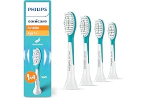 Philips Sonicare For Kids, oryginalne wymienne główki szczoteczki dla dzieci w wieku od 7 lat, 4 sztuki w opakowaniu, HX6044/90, Nowy