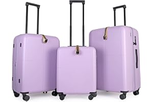 JLY Premium Hard Suitcase Set of 3 – 100% German Covestro Polycarbonate Luggage with 4 Spinner Wheels, TSA Lock, Superior Organisation – Small + Medium + Large – Dreamy Lilac