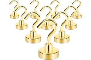 Neosmuk Haczyki magnetyczne, 10 kg, wytrzymałe magnesy ziemne z haczykami, bardzo mocny hak rejsowy do zawieszenia, magnetyczny wieszak do kabiny, grilla (złoty, 10 sztuk)