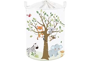 Clastyle Ceste Biancheria Bambini Animale Foresta Cestino Giocattoli Vestiti Albero per Ragazzo Ragazza Cestino Portaoggetti per Bagno Cameretta Bucato, Tigre Koala, 36 * 45 cm