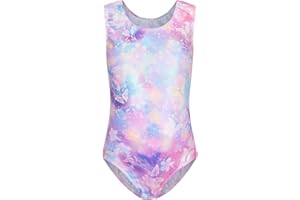 KISCORPSE Kicorpse Body Ginnastica per Ragazze Maniche Lunghe/Senza Maniche Luccicanti Body da Danza Balletto Abbigliamento da Ballo Atletico per Ragazza Colore Sfumato Costume da Ballo per Bambina 5-12 Anni
