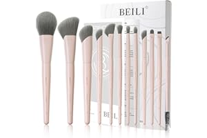 ‎BEILI BEILI Makeup Brush Set, Pink Make-Up Brush Set, 12 Vegan Makeup Brushes for Powder, Foundation, Concealer, Eyebrows, Eyeshadow, Contour, Eyeliner, Blender Eye Brush (Pink)