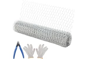 STORMSHOPPING Chicken Wire Mesh, 40cm x 5m Floral Chicken Wire Net Galvanized Hexagonal Wire Netting with Mini Cutting Pliers and Gloves for Crafts and Gardening