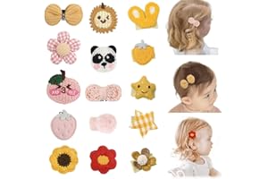 GGUFAY Pinzas Pelo Bébé Mini en Algodón Suave - Flores Panda Girasoles - Seguras para Recién Nacidos Sin Irritación - Diseño Delicado e Hipoalergénico