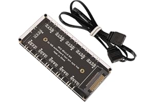 ECSiNG 5 V 3-pinowy RGB 10-portowy rozdzielacz LED z obudową PMMA i 50 mm SATA Power 3-pinowy kabel przedłużający ARGB do większości RGB