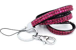 CKB LTD Bling Arcylic Strass-Stil Umhängeband mit drehbarem Metallclip und Schlaufe, Ausweishalter aus Kunststoff, 1 Stück - Rosa