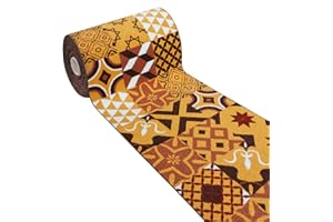 EMMEVI Tappeto Cucina Tessitura Piatta Retro Antiscivolo Piastrelle Maioliche Multiuso Corridoio Bagno Camera mod.FAKIRO36 57x280 MARRONE