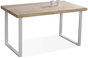 Adec Group duehome | Natural, Mesa Fija de Comedor, Mesa Salon o Cocina, Color Roble Salvaje y Blanco, Medidas: 140 cm (Largo) x 80 cm (Ancho) x 76,5 cm (Alto)