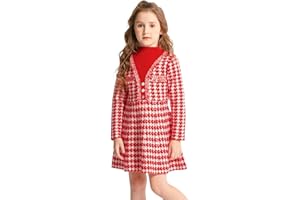 SMILING PINKER Filles Robe Col Montant Pied Poule Robes Tricot