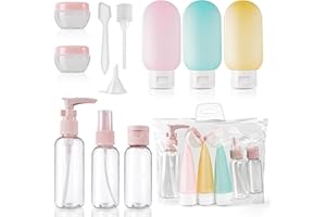CHEERHOM 11 Pezzi Contenitori Da Viaggio Per Liquidi，30/50/60/80 ml Kit Viaggio Liquidi，Kit Viaggio in Silicone,Per Riempire Articoli da Toeletta, Shampoo, Flaconi Spray Trasparenti, Piccoli Barattoli di Crema