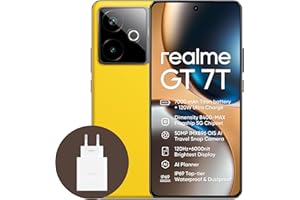 realme GT 7T 5G Smartphone,12+512GB,Batteria 7000mAh,120W charge,Processore Dimensity 8400-MAX, Fotocamera IMX896 50MP, AI Planner, Display Pro-Esports da 6000 nit 120Hz,IP69,Giallo esclusiva Amazon