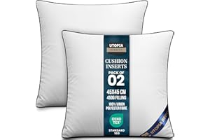 Utopia Bedding Cushion Inner Pads (Pack of 2), 45x45 cm (18 x 18 inches) Cushion Stuffer Inserts, Hollowfibre Piping Pillows (White)