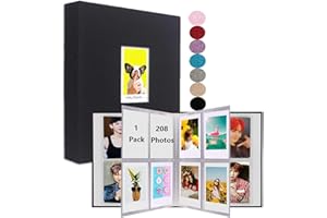 GPIRAL Polaroid Album Photo 208 Photos Verticales - Couverture en Lin, Fenêtre Avant, Album Photo Instax Compatible avec Fujifilm Instax Mini Film, Noir