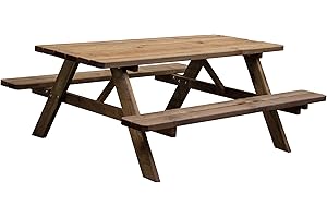 AVANTI TRENDSTORE Tavolo da picnic VERENA per esterno 2 panche integrate angoli arrontondati, legno massiccio. Panca per parchi, giardini, agriturismi. LAP 177x72x157 cm
