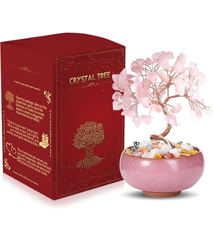 Lot 12 Mini Arbres De Vie Pierres Naturelles & Cristaux - Porte-Bonheur Chakra Reiki Décoration Maison 5,5 Cm