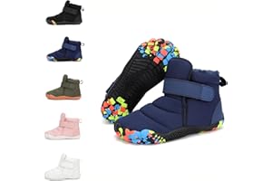 Dinint Kinder Winter Barfußschuhe Leicht Rutschfest Winterstiefel mit Breite Zehenbox für Jungen Mädchen Outdoor Trekking-Wanderschuhe EU26-36