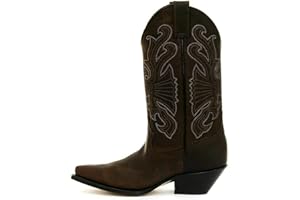 Grinders da Uomo in Pelle di Bufalo Antiscivolo su Stivali da Cowboy Occidentali