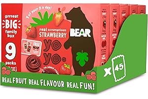 BEAR Strawberry Yoyos - Dried Fruit Rolls - Healthy - Vegan - 20g (45 packs)