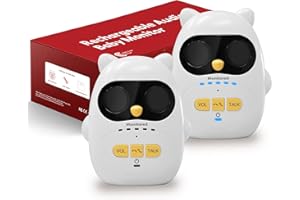 HOSMART Baby phone audio con batteria ricaricabile, intercom wireless per casa, intercom full duplex con una portata di 300 m, suono chiaro, luce notturna - monitor per bambini, anziani, animali domestici