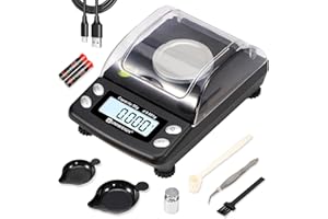 UNIWEIGH Digitale Milligramm-Skala, 0,001 g/50 g, Präzisions-Waage für Schmuck, Pulver, Gold, Edelsteine, Nachladungswaage, Mikrogramm-Skala mit 6 Einheiten, Tara, Kaltwicht, Taschenwaage mit USB