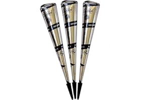 3x JPR Golecha Originale Natürliche Kegel Cones für Temporäre Mehndi Tattoos (Schwarz) + SRK Postkarte