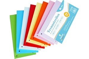 AGOER 200 strisce divisorie colorate in 8 colori assortiti, divisori perforati in cartone riciclato da 180 g/m², stampabili, per classificatori
