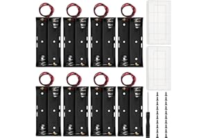 8 PCS 18650 Battery Holder, KUOQIY 2 x 3.7V Battery Holder Case with Wire Leads, with 2 PCS Plastic Battery Storage Box & Screwdrivers & Screws