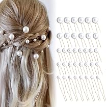 Lot De 12 épingles à Cheveux En U Dorées Avec Perles - Accessoire Coiffure Femme Pour Mariage, Soirée, Quotidien