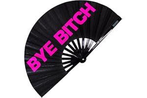 SoJourner Bags Rave Fan - Bye Bitch Gay Fan und Rave Fan - Großer Faltfächer für Festivals, Burlesque, Regenbogen Outfits für Frauen & Rave Accessoires - Festival Clack Fan