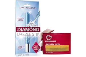 Connoisseurs Jewellery Cleaning Kit | Silver, Gold, Platinum & Diamond Cleaner | Diamond Dazzle Stik & 25 Cleaning Wipes | Shine, Protect & Clean