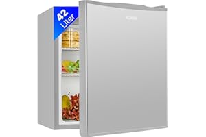 Bomann® Mini Kühlschrank 42 Liter | Getränkekühlschrank klein für Büro, Camping und Gaming | kleiner Kühlschrank leise 39 dB | Minibar mit wechselbarem Türanschlag | 51x45x45 cm | KB 7346 inox