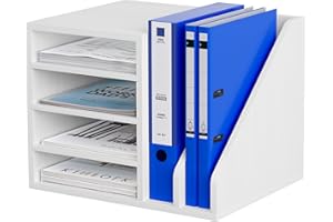 ‎EASYPAG EasyPAG 6 Fächer Holz A4 Büro Schreibtisch Organizer Dokumentenhalter Aktenablage Zeitschriftenhalter Briefablage Papier Magazin Organisator,Weiß
