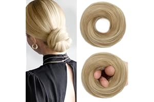 Mtuihfo Hair Buns Hair Piece, Fake Hair Bun Straight Elastic Donut Accessories Scrunchies Synthetic Messy Bun Hair Piece for Women Girls (Ash Blonde-1)
