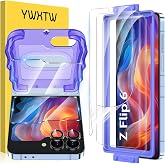 YWXTW EZ hizalama Samsung Galaxy Z Flip 6 ekran koruyucu, [g&uuml;&ccedil;lendirmek kırışıklık testi] 3 adet i&ccedil; yumuşak EPU film+2 adet &ouml;