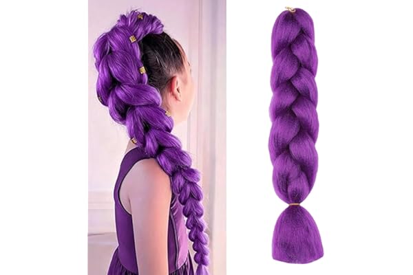 ShowJarlly Pelo Para Trenzas Africanas 24" Jumbo Extensiones Trenzas 60cm Sintetico Pelo Trenzas Africanas 1 Paquete Para Ganchillo Trenzado de Extensiones(Morado Oscuro#)