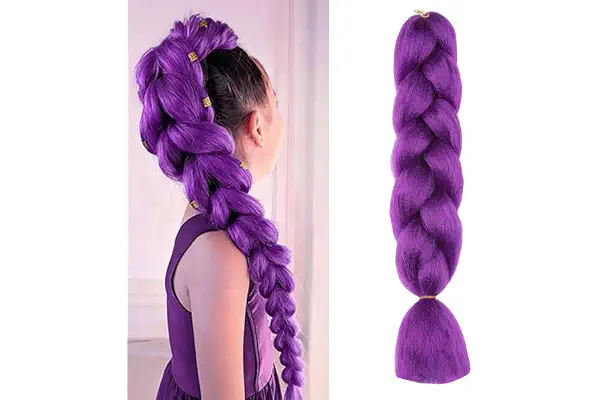 ShowJarlly Pelo Para Trenzas Africanas 24" Jumbo Extensiones Trenzas 60cm Sintetico Pelo Trenzas Africanas 1 Paquete Para Ganchillo Trenzado de Extensiones(Morado Oscuro#)