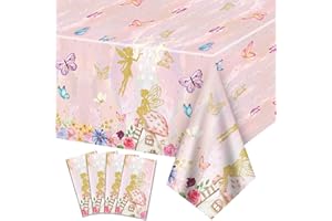 XJLANTTE 4 pezzi tovaglie fata - Copri tavola per festa di compleanno delle fate, Colorato rettangolare primavera floreale per la principessa fiore fata partito forniture, 130 x 220 cm
