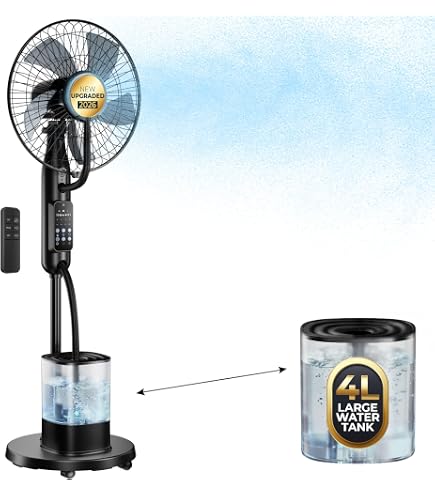 Tragbarer Nebelventilator Mit 2L Tank, 30000mAh Akku, 180° Verstellbar, 4 Stufen & 4 Nebelintervalle, RGB-Bodenlicht, Fernbedienung – Für Camping, BBQ & Outdoor-Partys