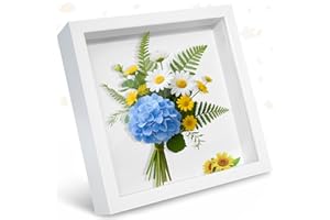 Gigmeta 3D Bilderrahmen 20 x 20cm Bilderrahmen zum Befüllen Tief 3D Objektrahmen Hölzern bis 3cm, 3D Rahmen für Objekte, Blumen, Hochzeitsstrauß oder Erinnerungsstücke