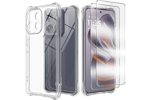 ANLXHJ Etui do Motorola Edge 50 Neo z 2 ochraniaczami ekranu z hartowanego szkła, miękkie etui ochronne z silikonu TPU, odporne na wstrząsy z do Motorola Edge 50 Neo - przezroczyste