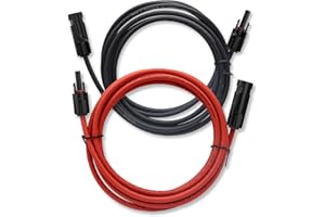 KUBOWAI d'Extension de Panneau Solaire 6mm², Rallonge de Câble Solaire 1m, Cordon Photovoltaïque, Classe de Tension 1500V, Fiche Solaire Montée, Prise étanche IP68 (10 AWG 1m)