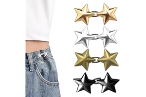 Chaofatchoy 4Pairs Star Waist Tightener, Adjustable Waist Tightener for Jeans, Pants, Skirts, Sleeves, Sweaters, Metal, Gold, Silver, Shiny Black, Bronze