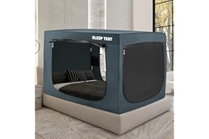 BORNA Bed Tent Twin Bed Canopy for Indoor Portable Light Reducing Sleeping Canopy for Kids and Adult,Bunk Blackout Tents Breathable Privacy Space Tent Mosquito Netting for Bed(Navy Blue)